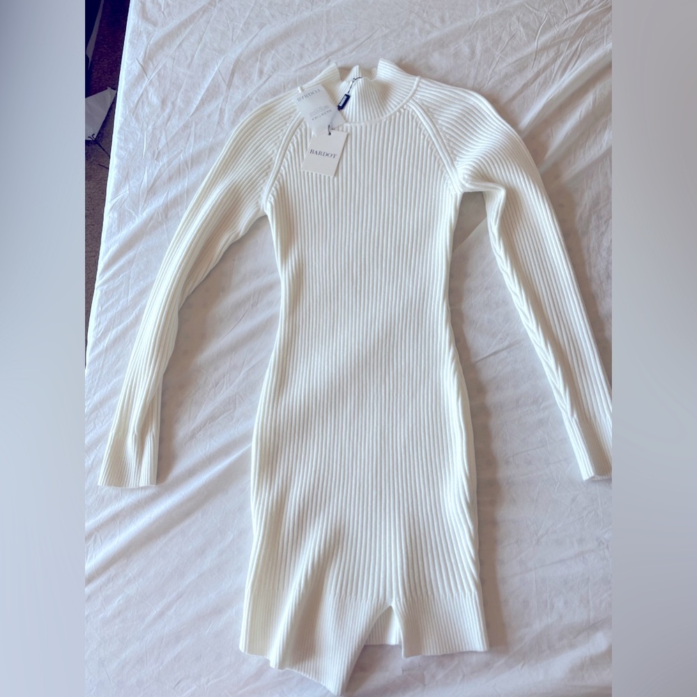 White sweater dress